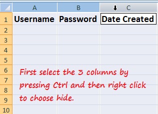Hide columns in Excel Hide columns in Excel
