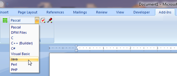 Plugin for Programming Language editing in MS Word Plugin for Programming Language editing in MS Word