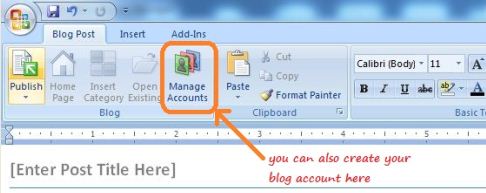 How to create your blog account in Microsoft Word