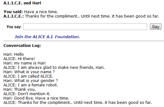 Chatting with Alice Chatting with Alice